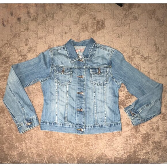 Fylo Y2K 2000s Embroidered Floral Denim Jean Jacket Boho Chic S - Picture 10 of 11